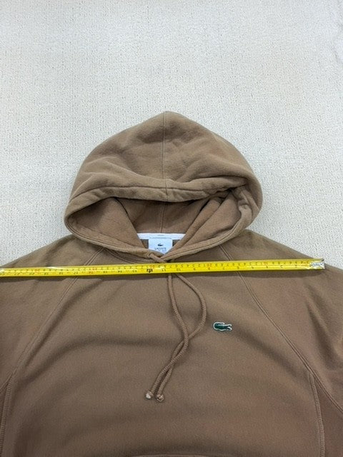 Lacoste Unisex Beige LIVE Fleece Hoodie Sweatshirt XL Loose Fit