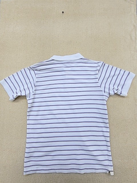 Kappa Men's White Polo Shirt – Size M, Striped, Short Sleeve