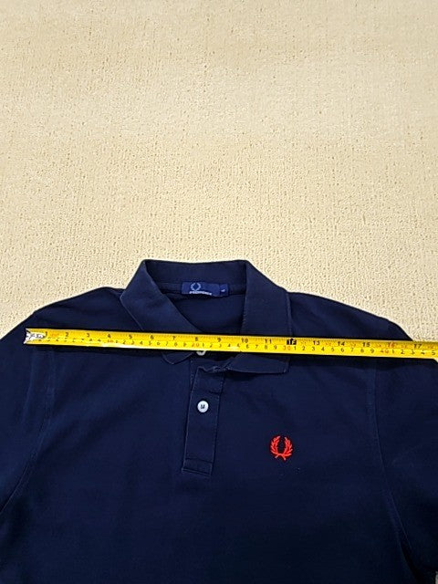 Fred Perry Men's Polo Shirt Navy Blue Cotton Large Short Sleeve