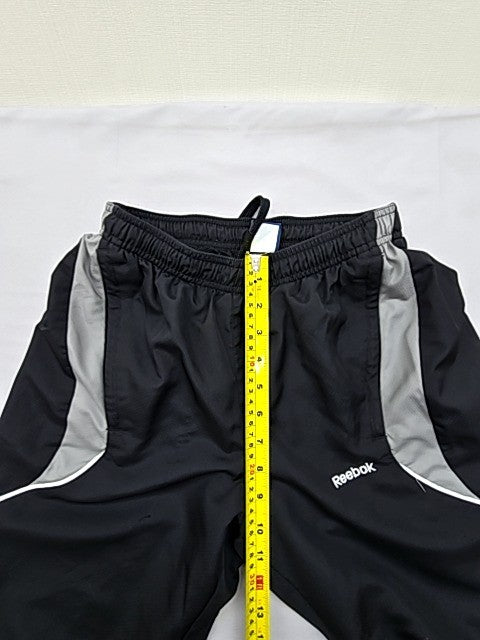 Reebok Black Track Pants Tapered Nylon Drawstring Unisex Adult