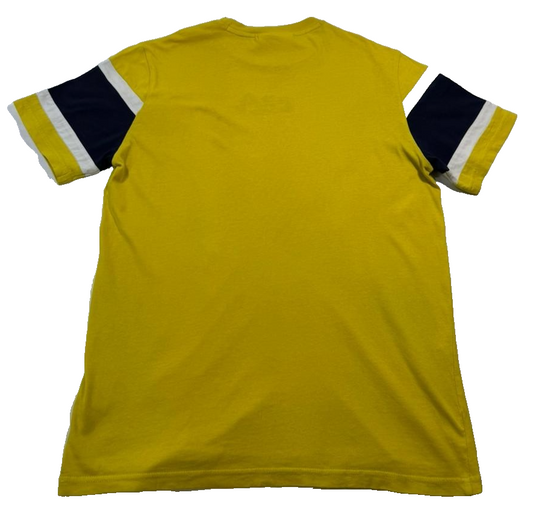 Fila Men's Mustard Yellow Crew Neck T-Shirt Embroidered Logo Colorblock Size S