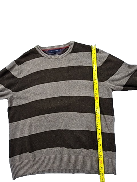 Tommy Hilfiger Men's Gray Brown Stripe Crewneck Sweater XXL Long Sleeve