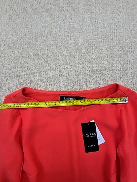 Lauren Ralph Lauren Red Cape Georgette Cocktail Dress Sz 2 Long Sleeve