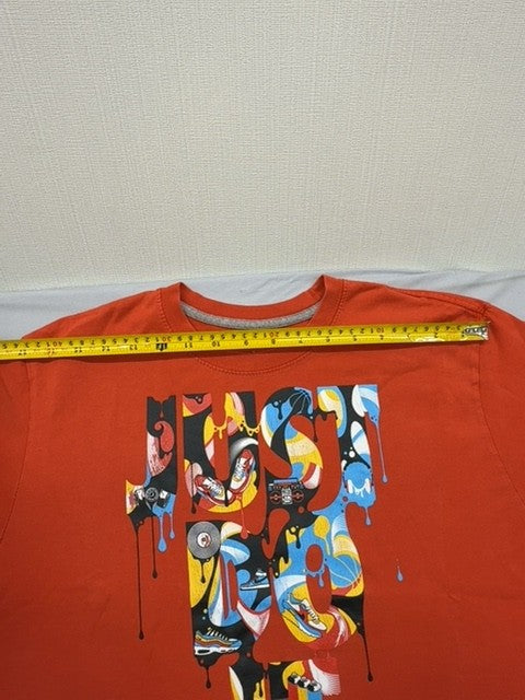 Nike Men's Orange Paint Splatter Short Sleeve T-Shirt Regular Cotton