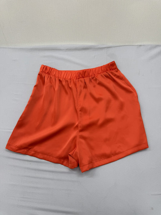 Sinsay Orange Pleated Woven Shorts Women Size L Elasticated Waist