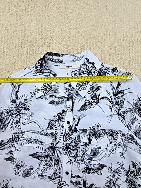 Koton Women's White Tropical Long Sleeve Cotton Shirt Size 38