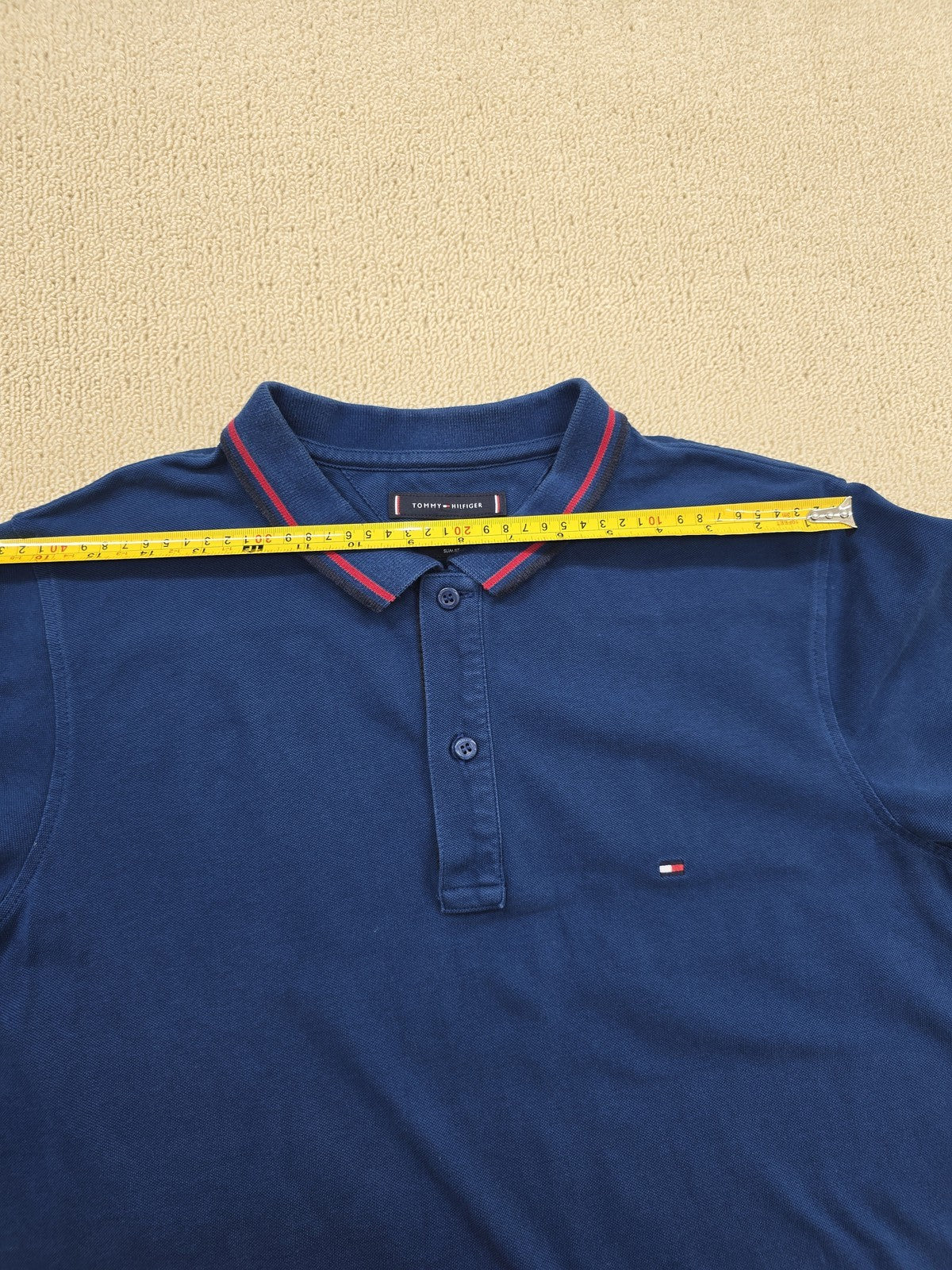 Tommy Hilfiger Men's Navy Slim Fit Short Sleeve Polo L Cotton