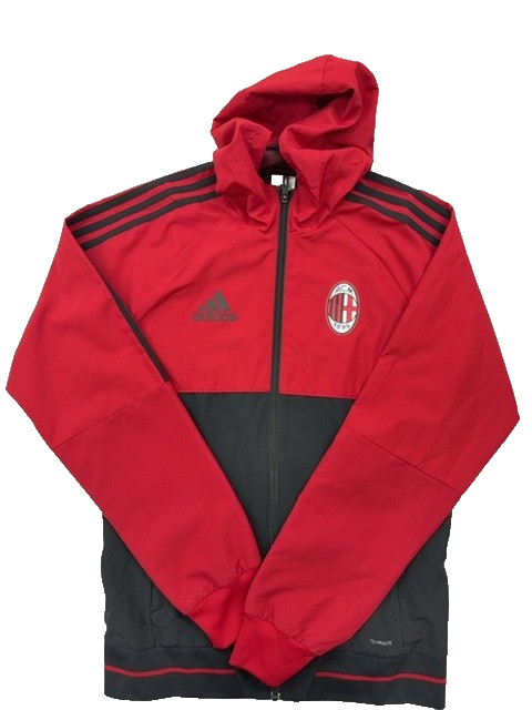 Adidas AC Milan Red Black Full Zip Track Jacket Hooded S Men Soccer