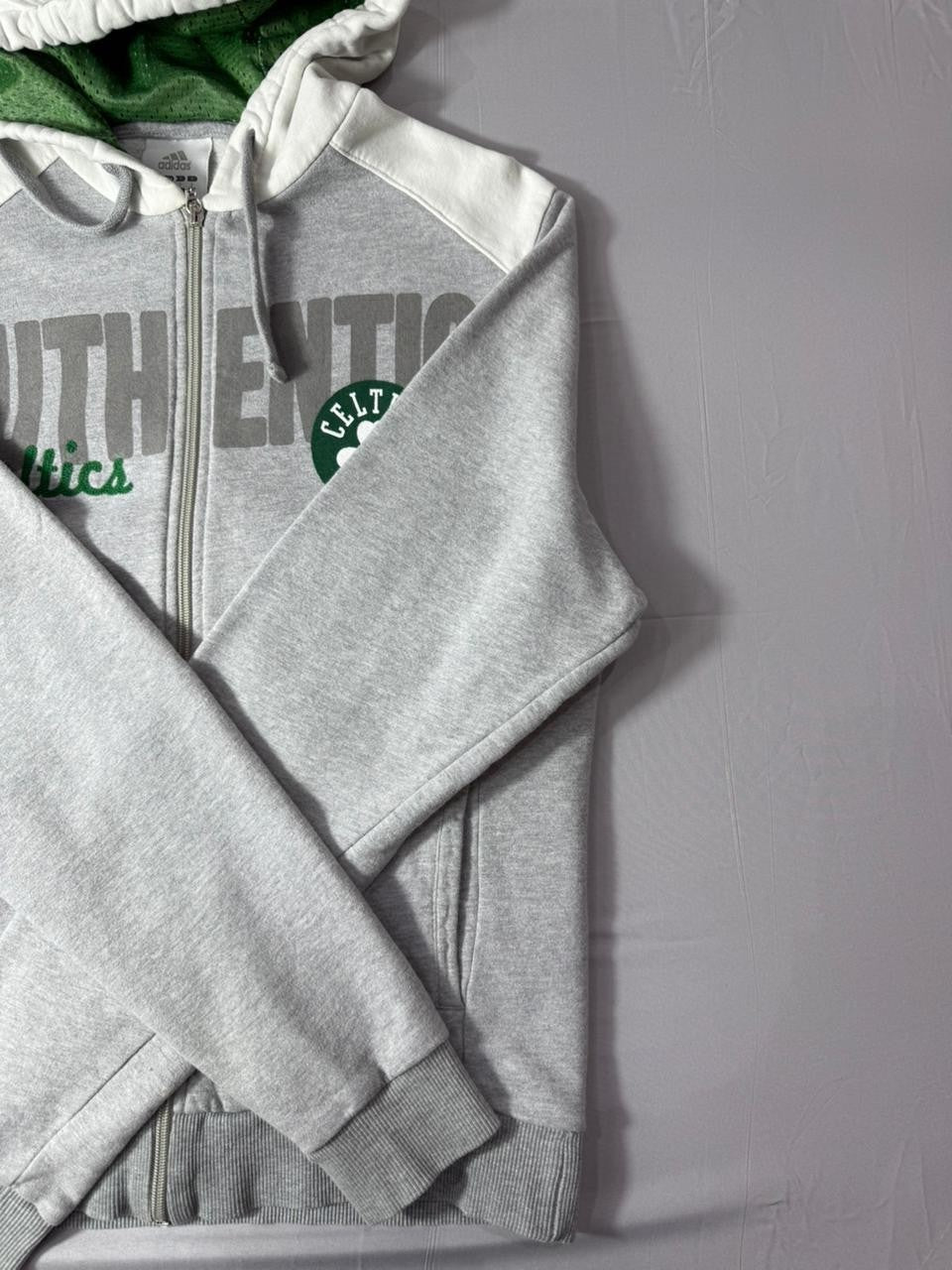 Adidas Boston Celtics Hoodie Men's Small Grey Full Zip NBA Sweatshirt