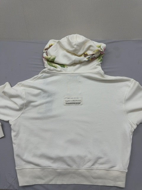 Replay Organic Cotton Floral Hoodie White L Long Sleeve