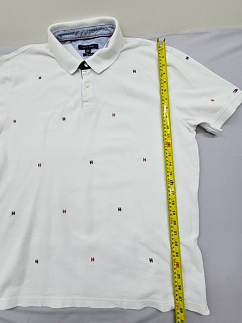 Tommy Hilfiger Men's White Dot Slim Fit Polo Shirt XXL Cotton