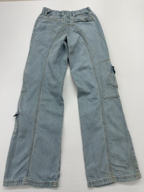 BOG Boys Light Blue Cargo Jeans L/25 Relaxed Fit Button Closure