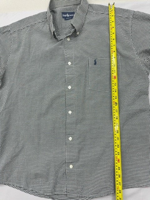 Ralph Lauren Gray Gingham Short Sleeve Button-Down XXL 100% Cotton USA