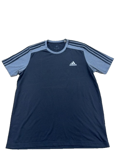 Adidas Men's Gray T-Shirt – Size L, Striped