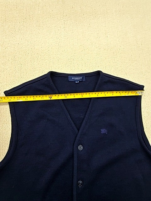 Vintage Burberry Navy Wool Blend V-Neck Vest Men's Size 8