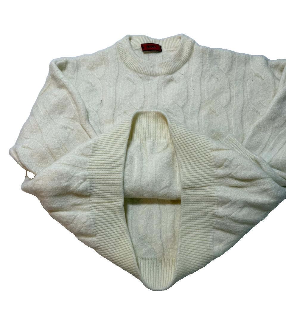 Ferrari Cable Knit Sweater Cream Wool Embroidered Logo Unisex | M