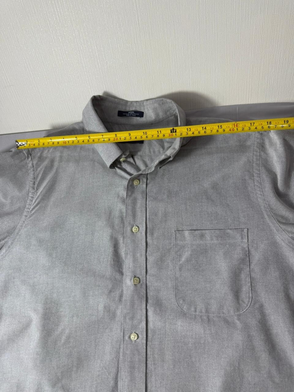 Chaps Gray Oxford Shirt Men's Large Wrinkle Free Button Down Long Sleeve