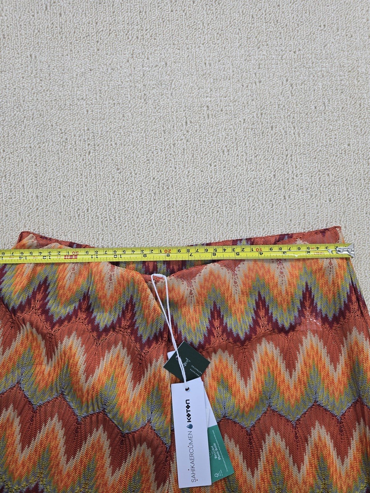 Koton Multicolor Zigzag Palazzo Wide Leg Trousers Women L Polyester Turkey