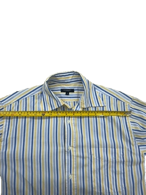 Burberry London Men's Blue Yellow Stripe Dress Shirt Size 39