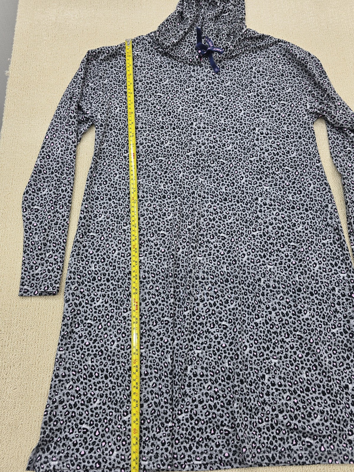 Betsey Johnson Leopard Hooded Long Sleeve Dress M Gray