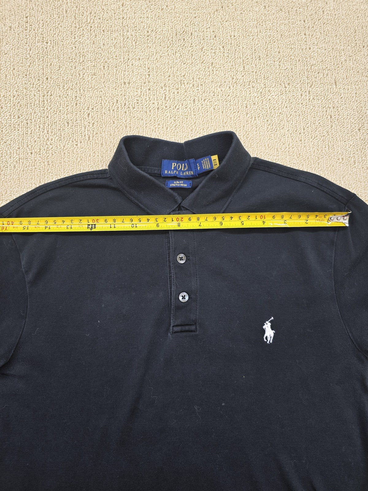 Polo Ralph Lauren Slim Fit Navy Cotton Mesh Polo S Short Sleeve