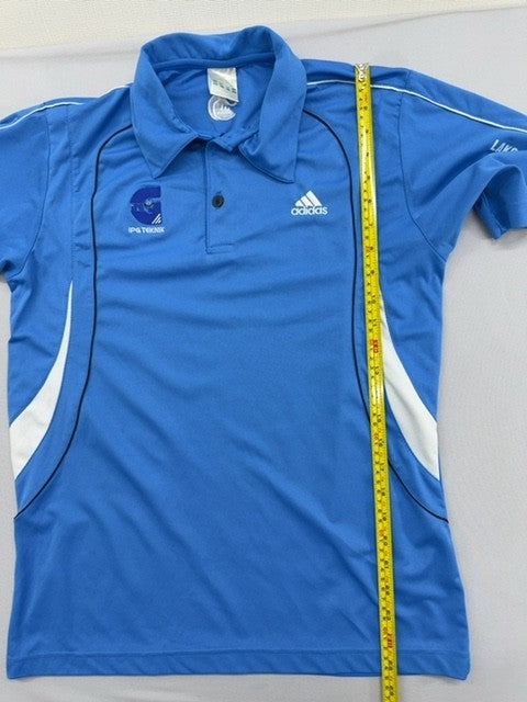 Adidas Blue 3-Stripes Short Sleeve Polo Shirt M 100% Polyester