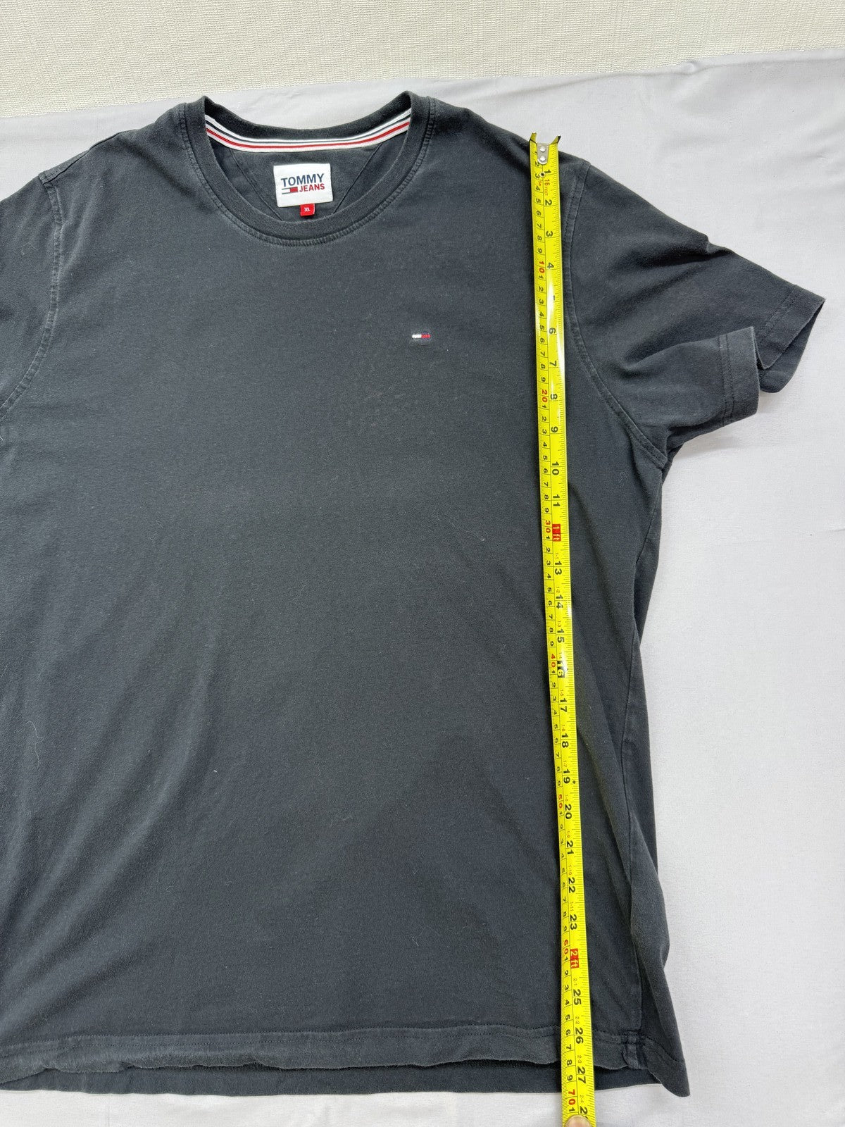 Tommy Jeans Black XL Short Sleeve Cotton T-Shirt Chest Logo Regular Fit