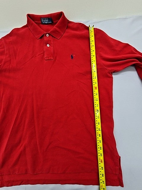 Polo Ralph Lauren Men's Red Long Sleeve Polo Shirt Size L Cotton