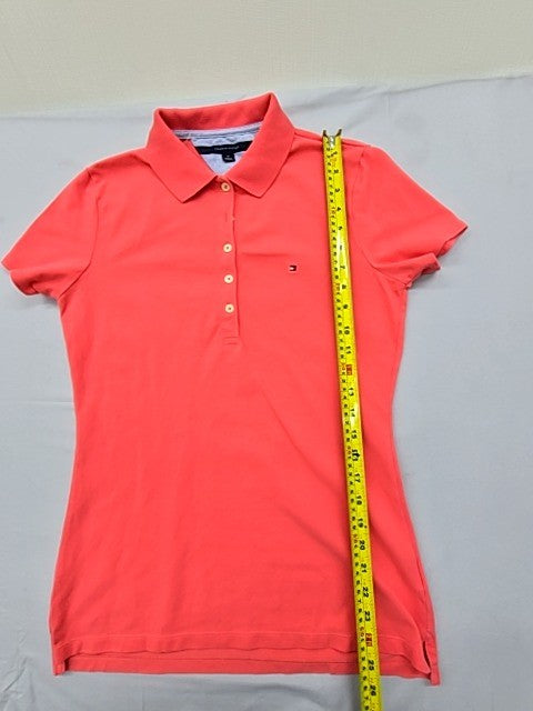 Tommy Hilfiger Women's Red M Short Sleeve Cotton Pique Polo Shirt