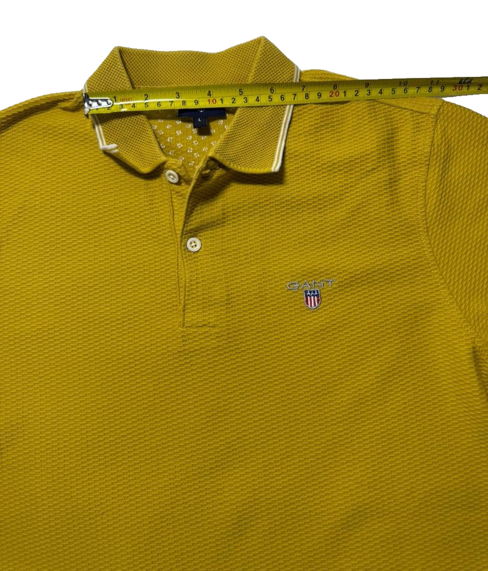Gant Men Polo Shirt Short Sleeved Regular Fit - Yellow 100% Cotton - Size L