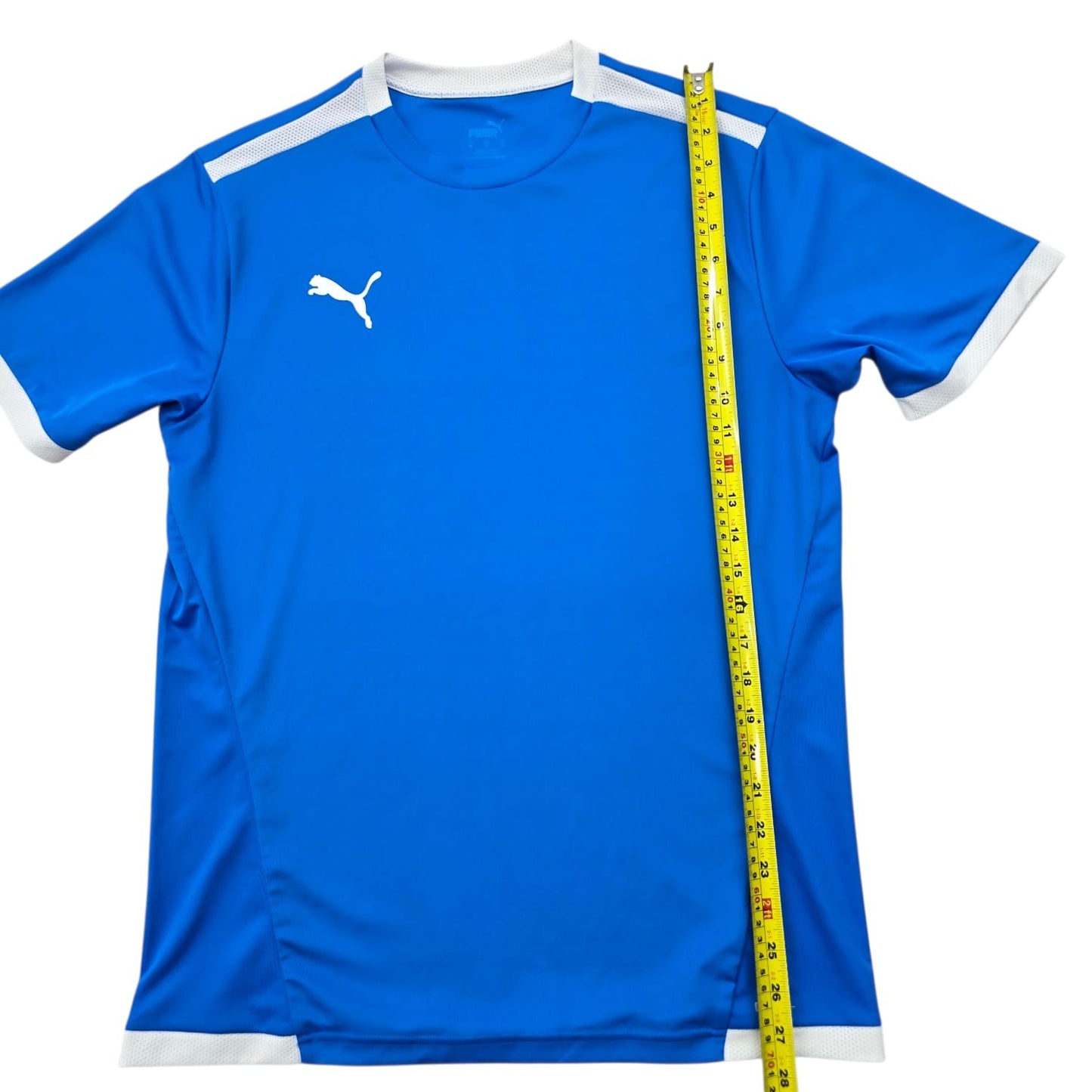 PUMA Men's Blue Soccer Jersey Slim Fit Mesh Short Sleeve