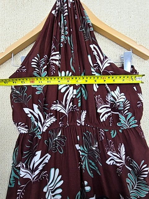 El Emeji Women's Floral Burgundy Sleeveless Wide Leg Jumpsuit Size 42