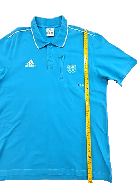 Adidas Olympic Blue Polo Shirt Men's L Short Sleeve Button