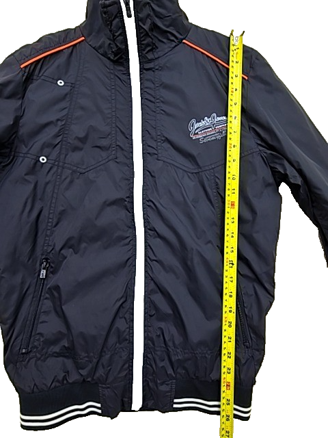 Jack & Jones Navy Bomber Jacket M Nylon Orange Piping Strength First