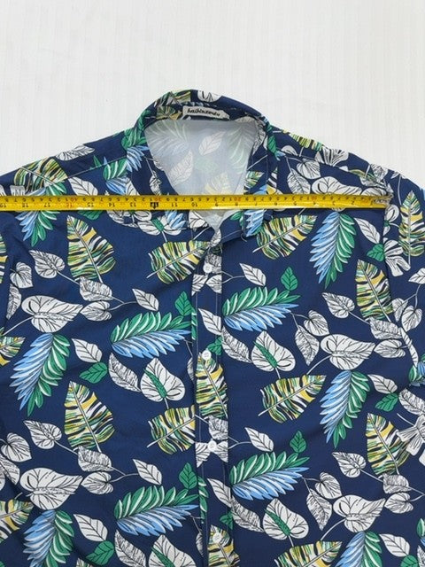 Haibinzouldy Men's Navy Tropical Leaf 5XL Hawaiian Shirt