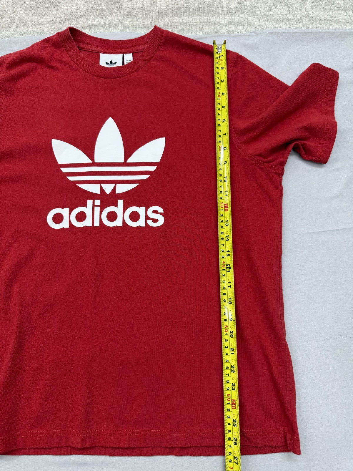 Adidas Red Oversized Crewneck T-Shirt Cotton Jersey Trefoil L