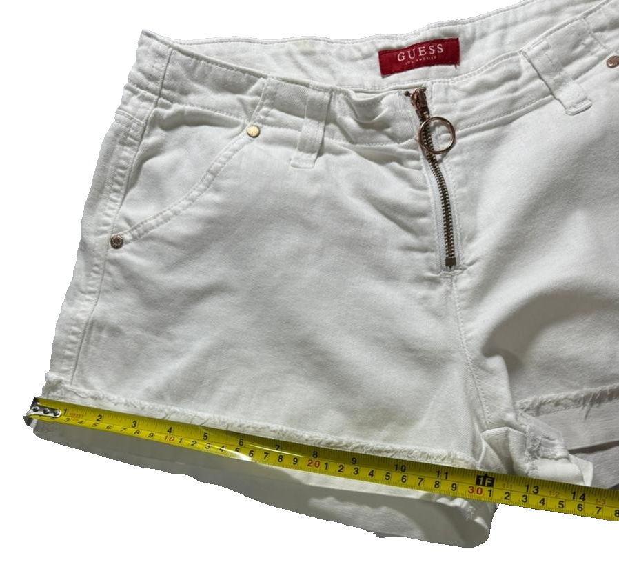 Women's Guess Los Angeles White Cuffed Shorts Raw Edge - Size 29