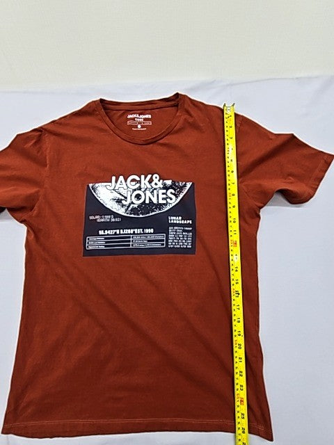 Jack & Jones Men's Rust Printed T-Shirt L Short Sleeve Cotton