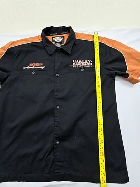 Harley-Davidson Men's Black Button-Up Shirt Size L Embroidered Eagle