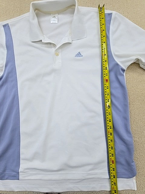 Adidas Men's White Stripe Polo Shirt XL Short Sleeve 3 Stripes