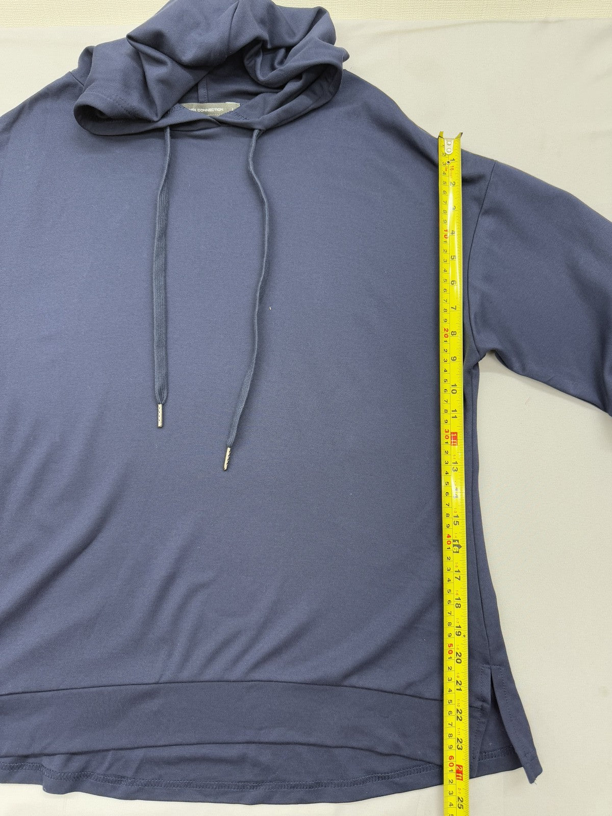 French Connection Navy Viscose Hoodie L Long Sleeve Unisex