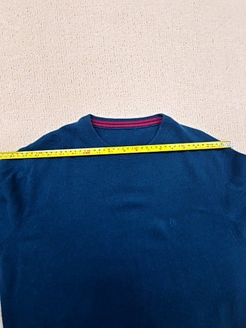 Harmont & Blaine Men's Navy L Crew Neck Sweater Contrast Cuffs Logo