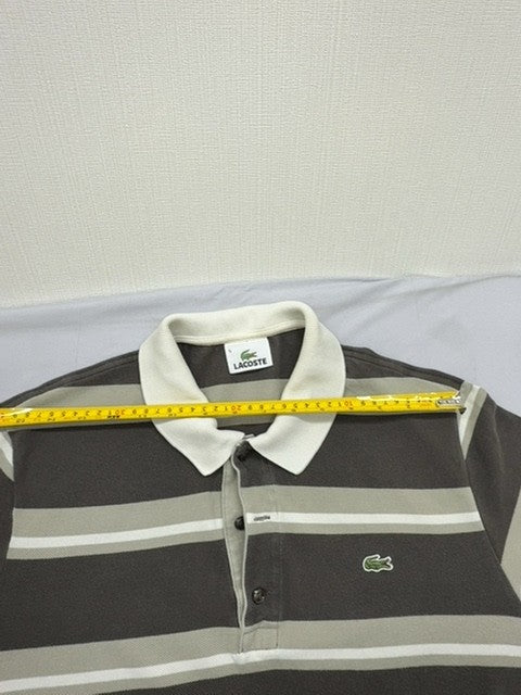 Lacoste Men's Grey Striped Long Sleeve Polo Shirt Regular Size