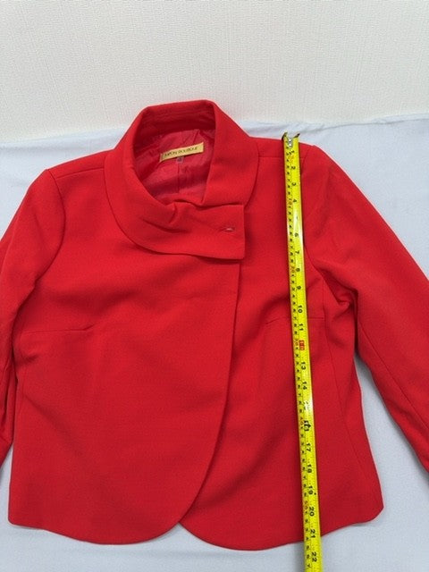 Nipon Boutique Red Wool Blend Wrap Jacket Women Sz 8 Long Sleeve