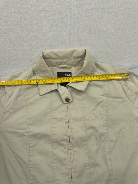 Fila Unisex Beige Regular Fit Jacket Size M Zipper Cotton Blend