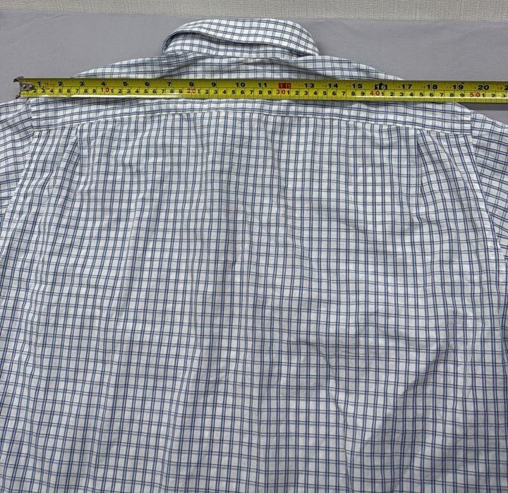 Lacoste Men's Blue White Checkered Short Sleeve Shirt Size 42