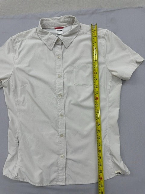 The North Face Women's Grey Short Sleeve Button-Down Shirt L Regular