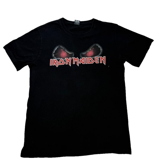 Iron Maiden Men's Black T-Shirt – Size M, Distressed, Logo