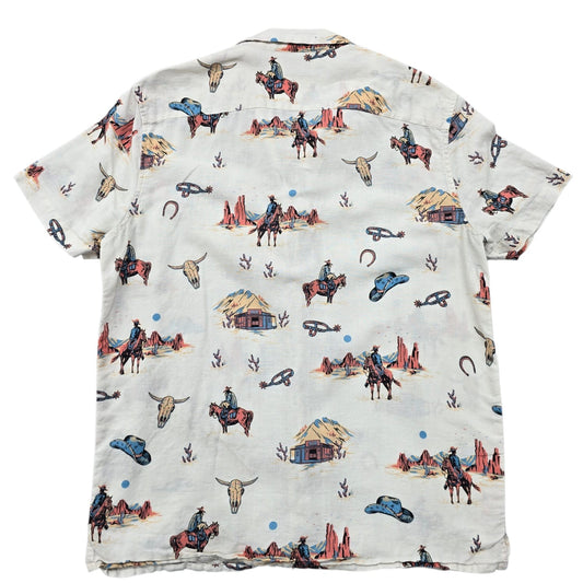 Sonoma Goods For Life Men's Cream Cowboy Print Shirt M