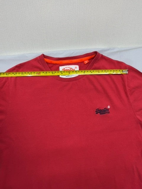 Superdry Men's XL Red Short Sleeve T-Shirt Crew Neck Embroidered Logo
